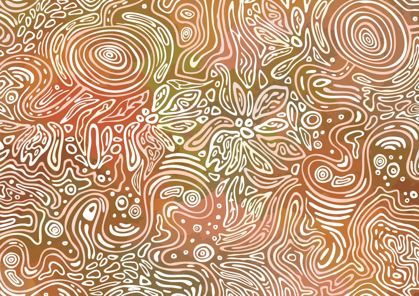 Artwork called "Healing from the Ground Remastered '25" created by Kamilaroi/Gamilaraay artist, Dennis Golding - With linework