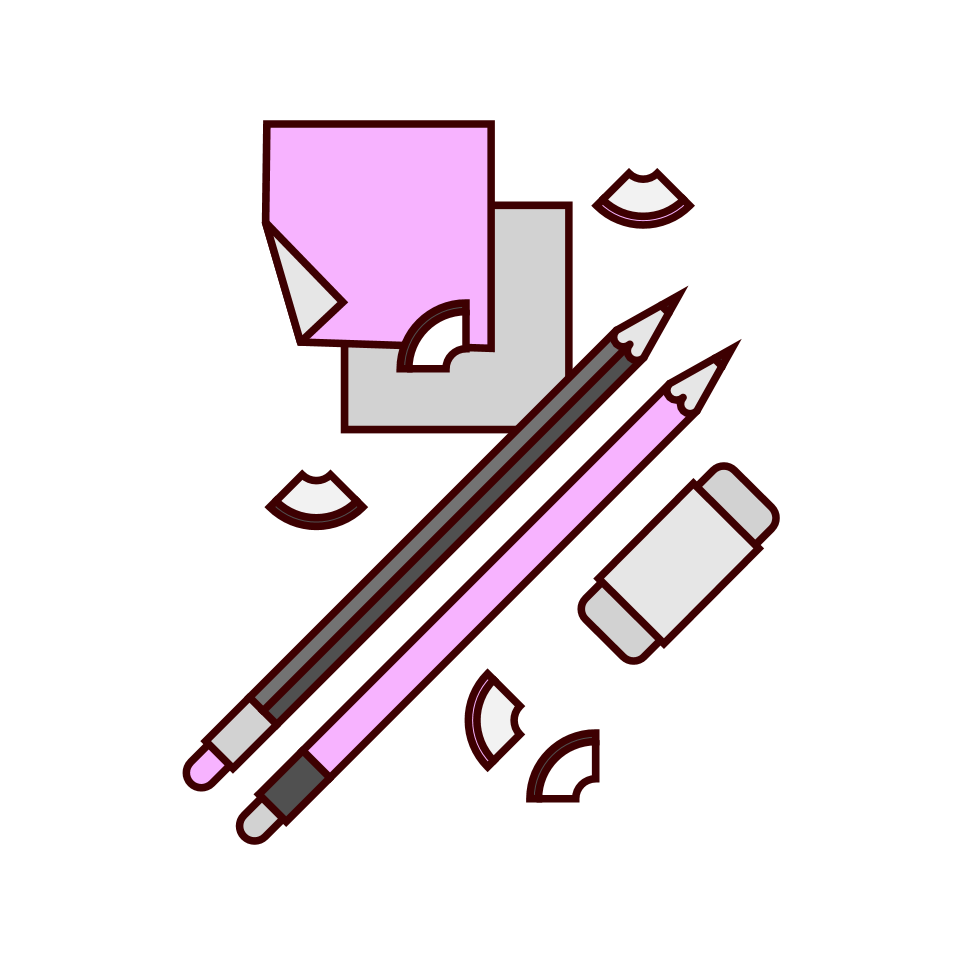Pencils and post-it notes