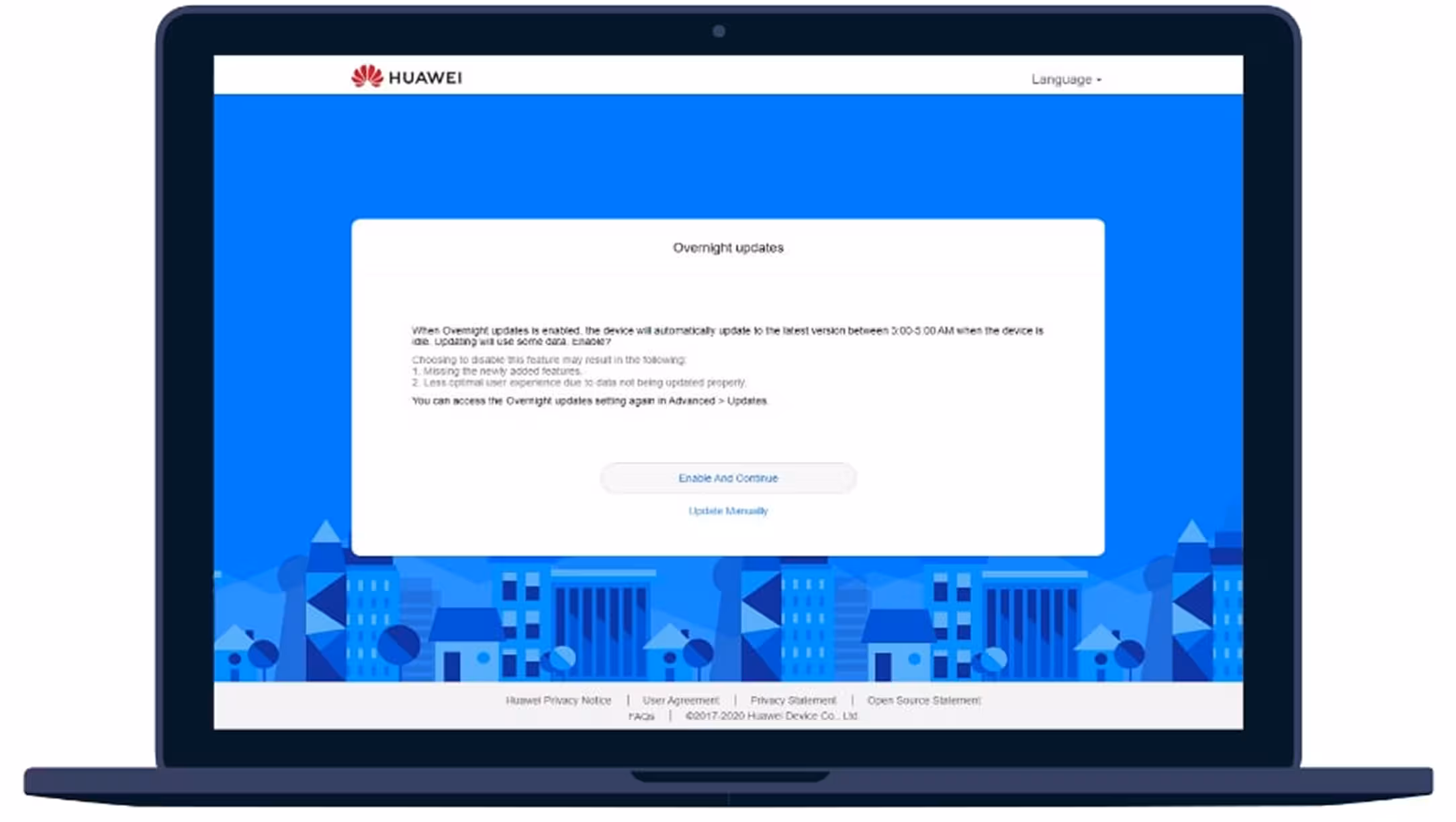 Optionally enable overnight updates or choose to do this manually
