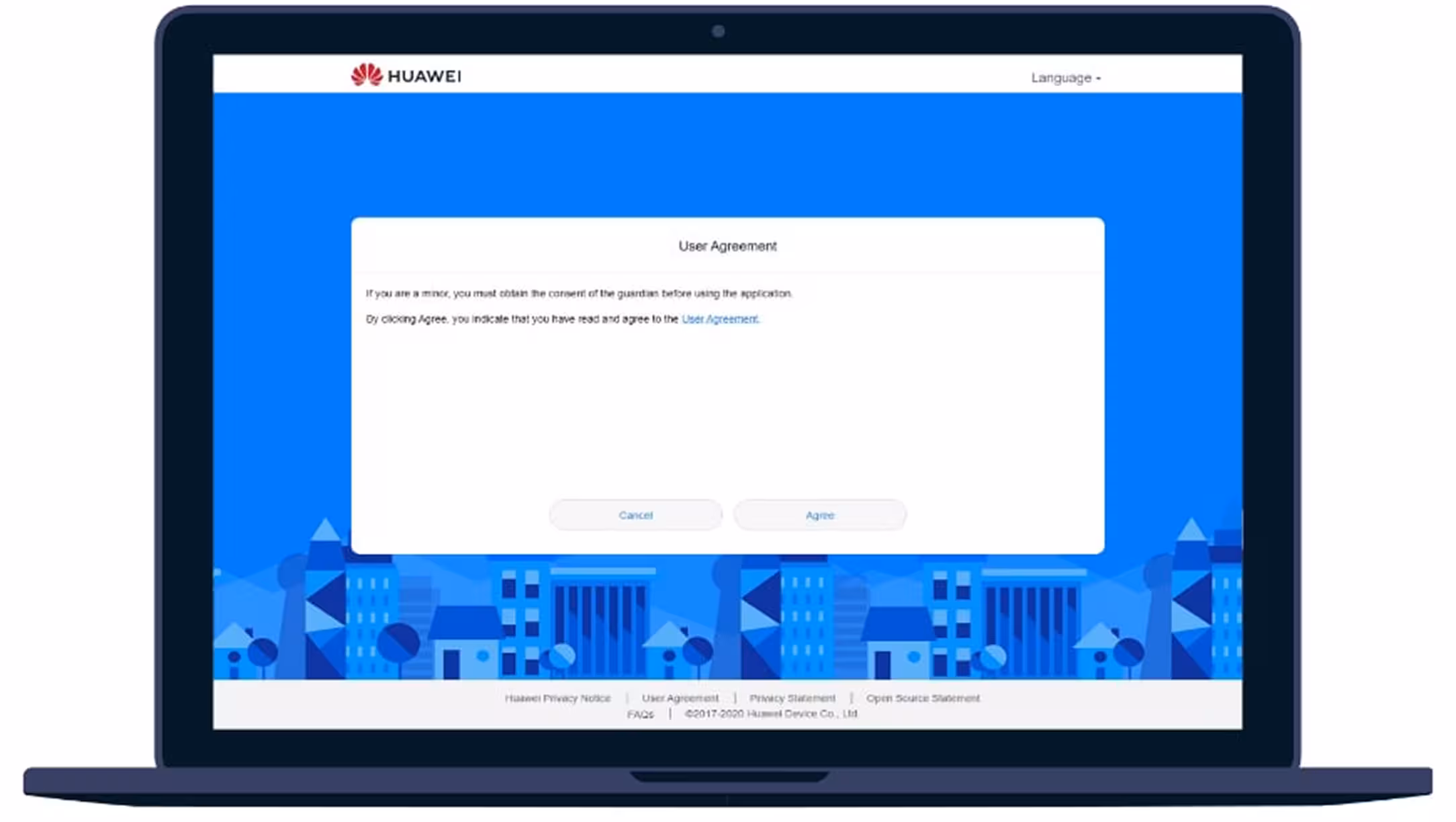 Again, take time to carefully read the user agreement, then press Agree.