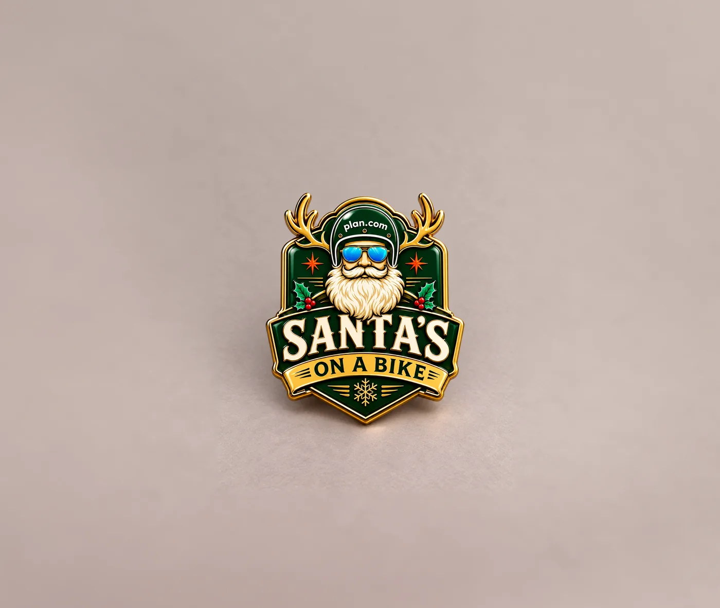 The Santa's on a Bike enamel pin