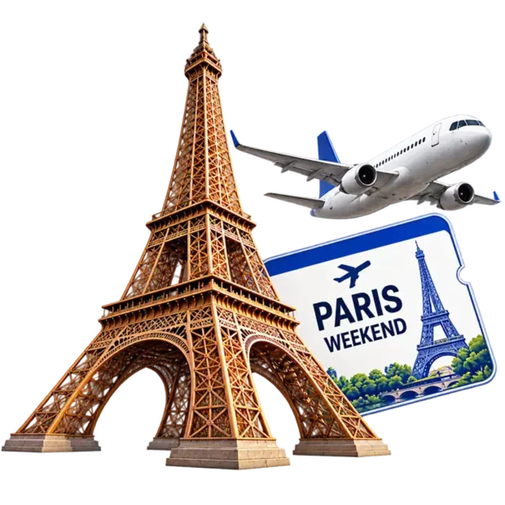 Paris weekend: the Eiffel Tower, a plane and a Paris Weekend ticket