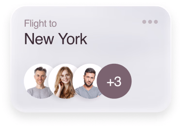 Flight card to New York showing the assigned crew