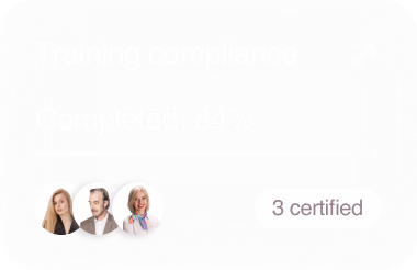 Card reading: Training compliance 84% completed, 3 crew certified