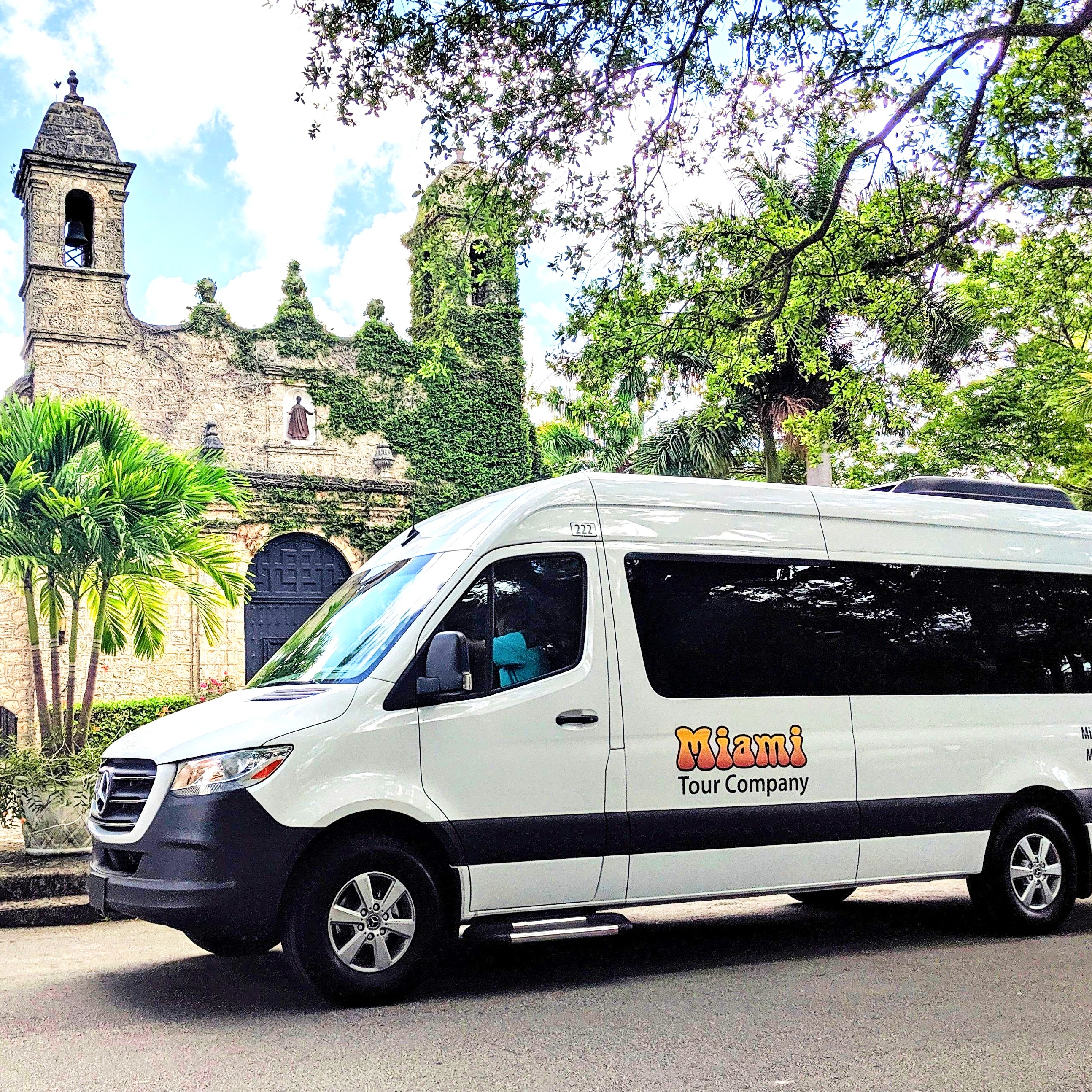 private transportation van parked outside Orlando church