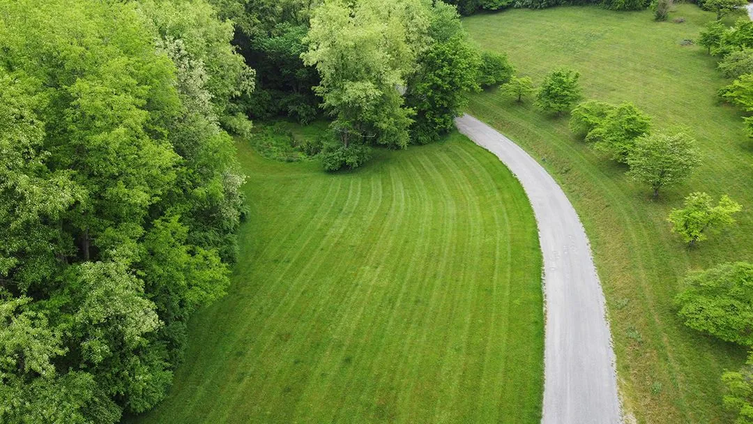 Aerial view of professionally maintained lawn Christiansburg VA