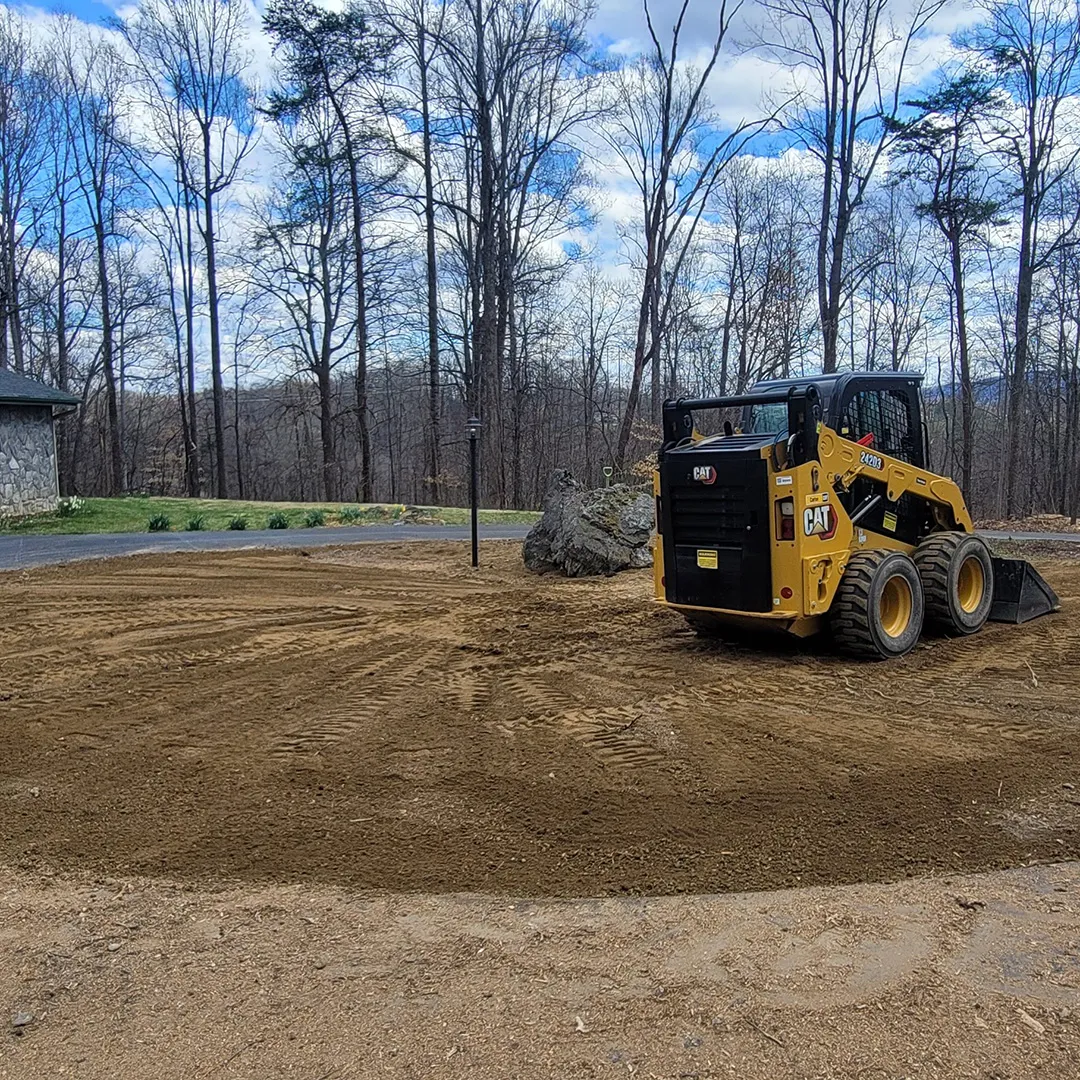Excavator grading yard for landscaping Christiansburg VA