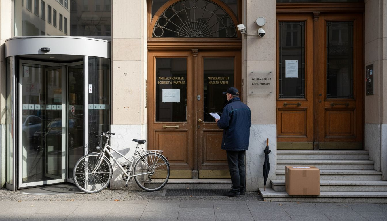 Verschiedene Ladeneingänge auf Straßenhöhe in der Innenstadt