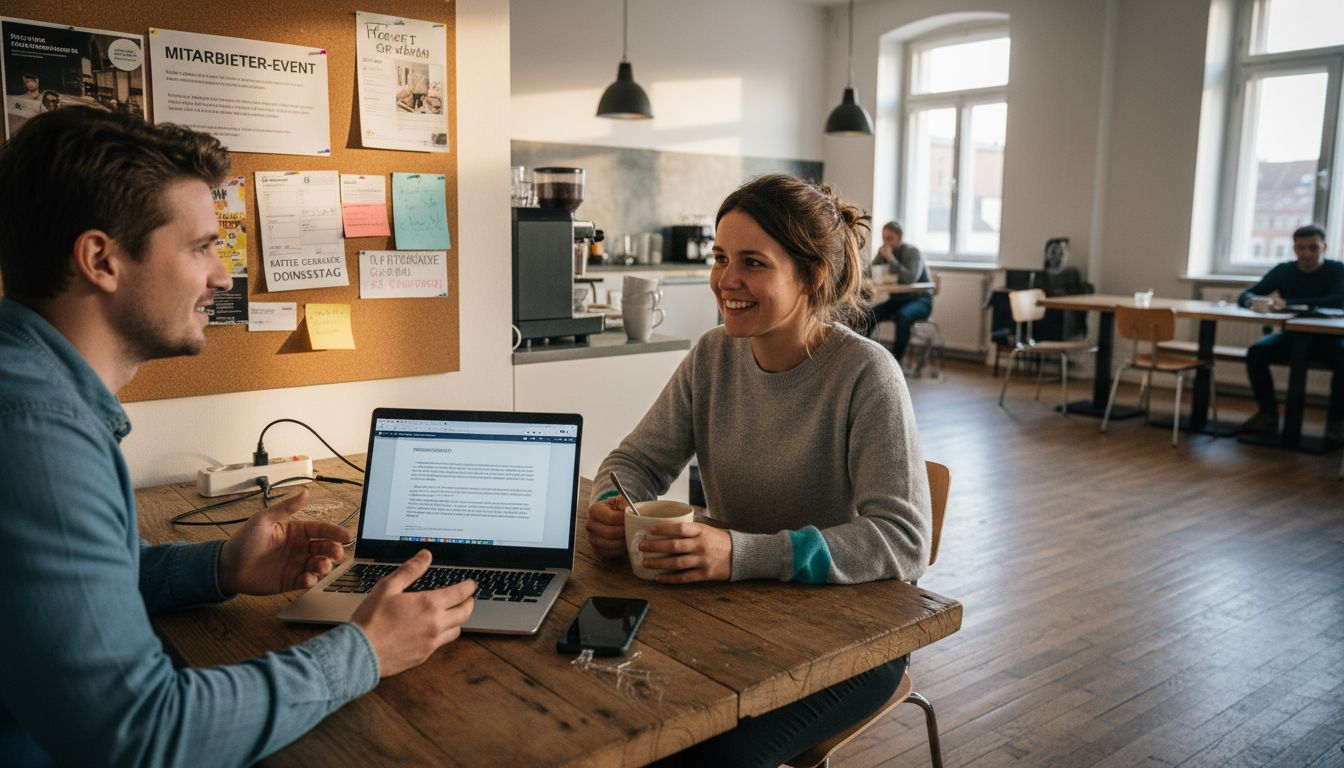 In entspannter Atmosphäre tauschen sich Mitglieder unserer Coworking-Community bei einer Tasse Kaffee über ihre Ideen aus.