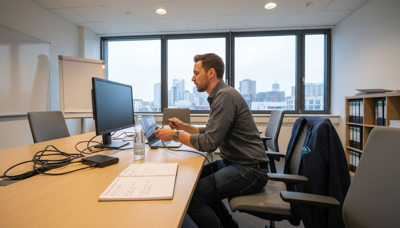 Ein Konferenzraum mit modernster Technik, bereit für das nächste Meeting.