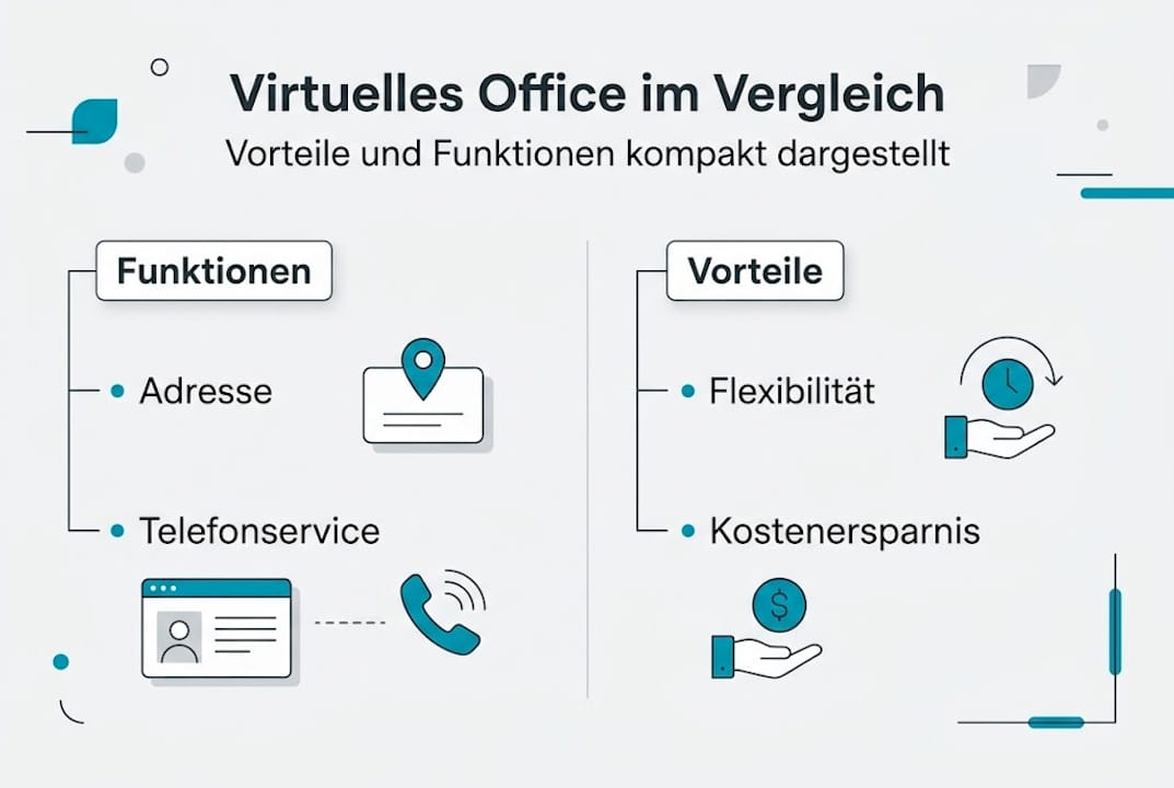 Übersichtliche Infografik: Die wichtigsten Office-Funktionen und ihre Vorteile auf einen Blick