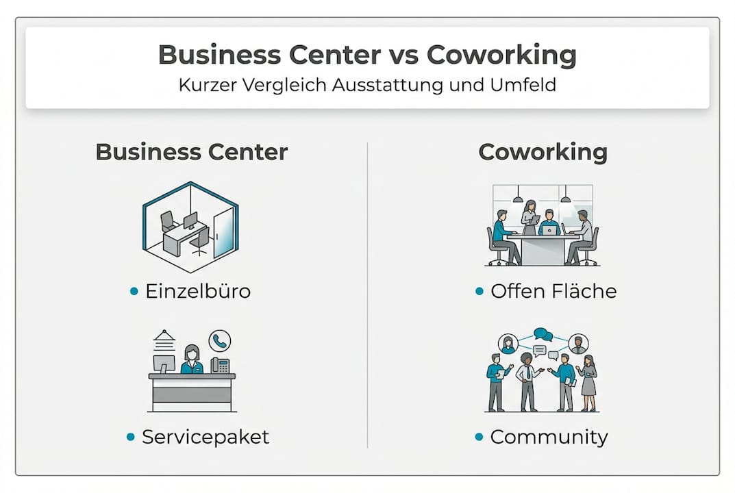 Business Center vs. Coworking Space – Ein Überblick als Infografik
