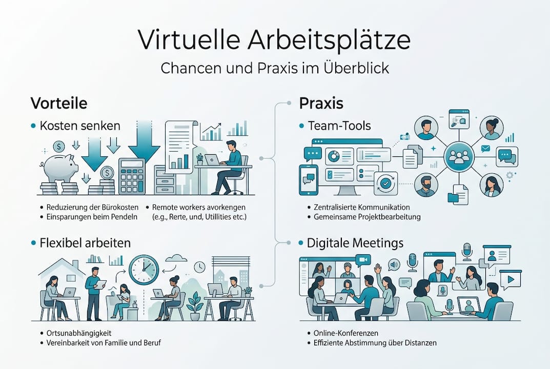 Virtuelle Arbeitsplätze: Chancen erkennen und erfolgreich umsetzen – eine Infografik