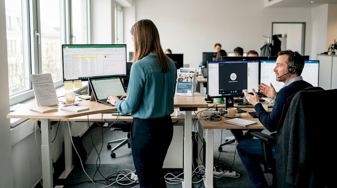 Teamarbeit im hybriden Büroalltag