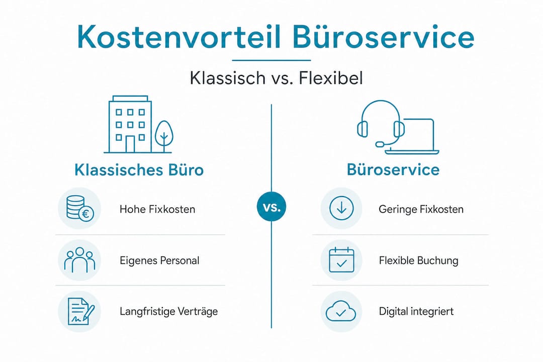 Infografik: Gegenüberstellung traditionelles Büro vs. Büroservice