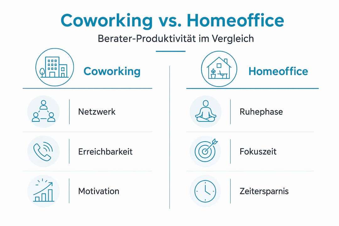 Infografik: Coworking-Space oder Homeoffice – was ist die bessere Wahl für Berater?