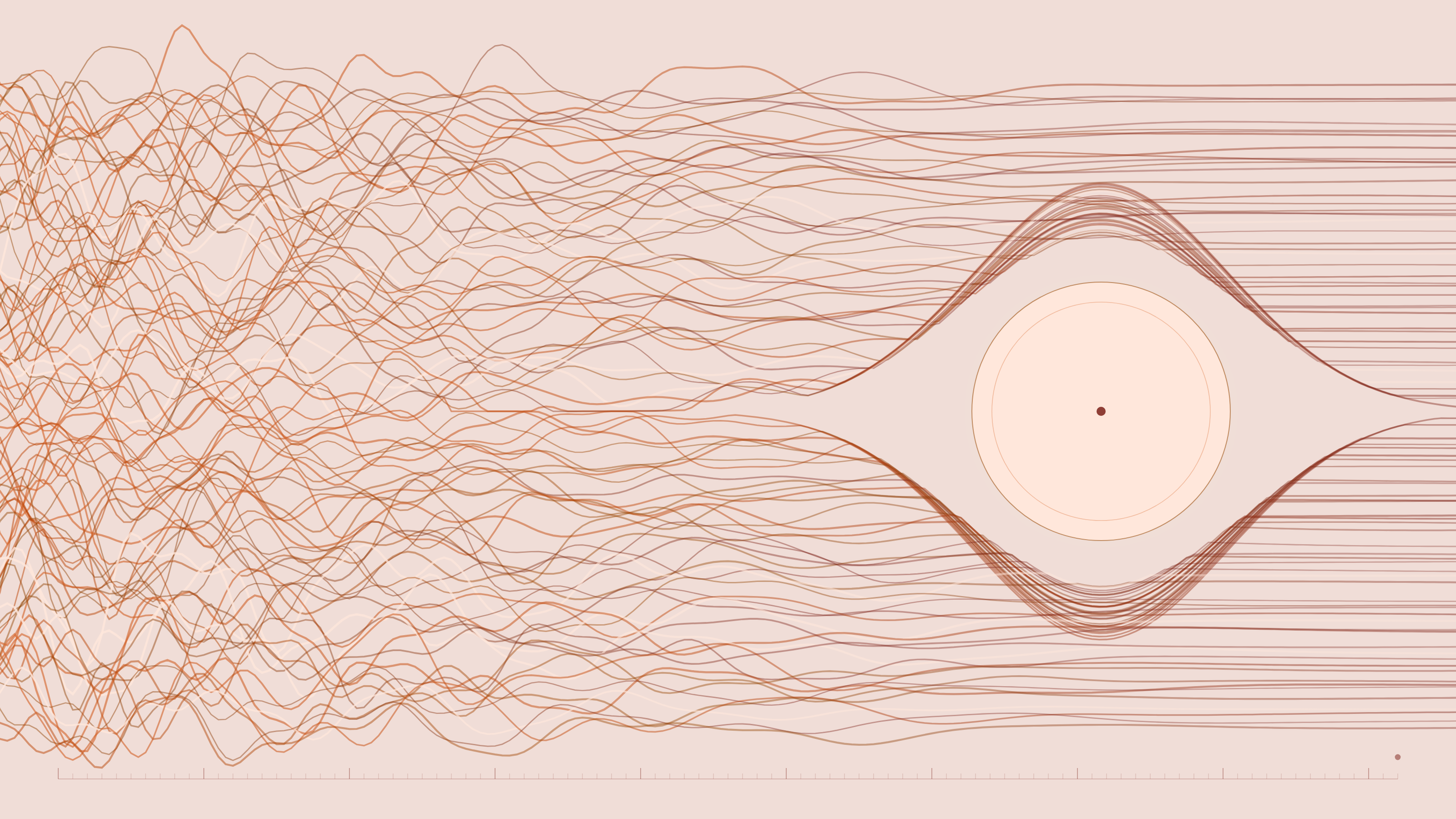 Abstract artwork of turbulent threads settling into calm streams around a still centre — anger management therapy at VinayakM