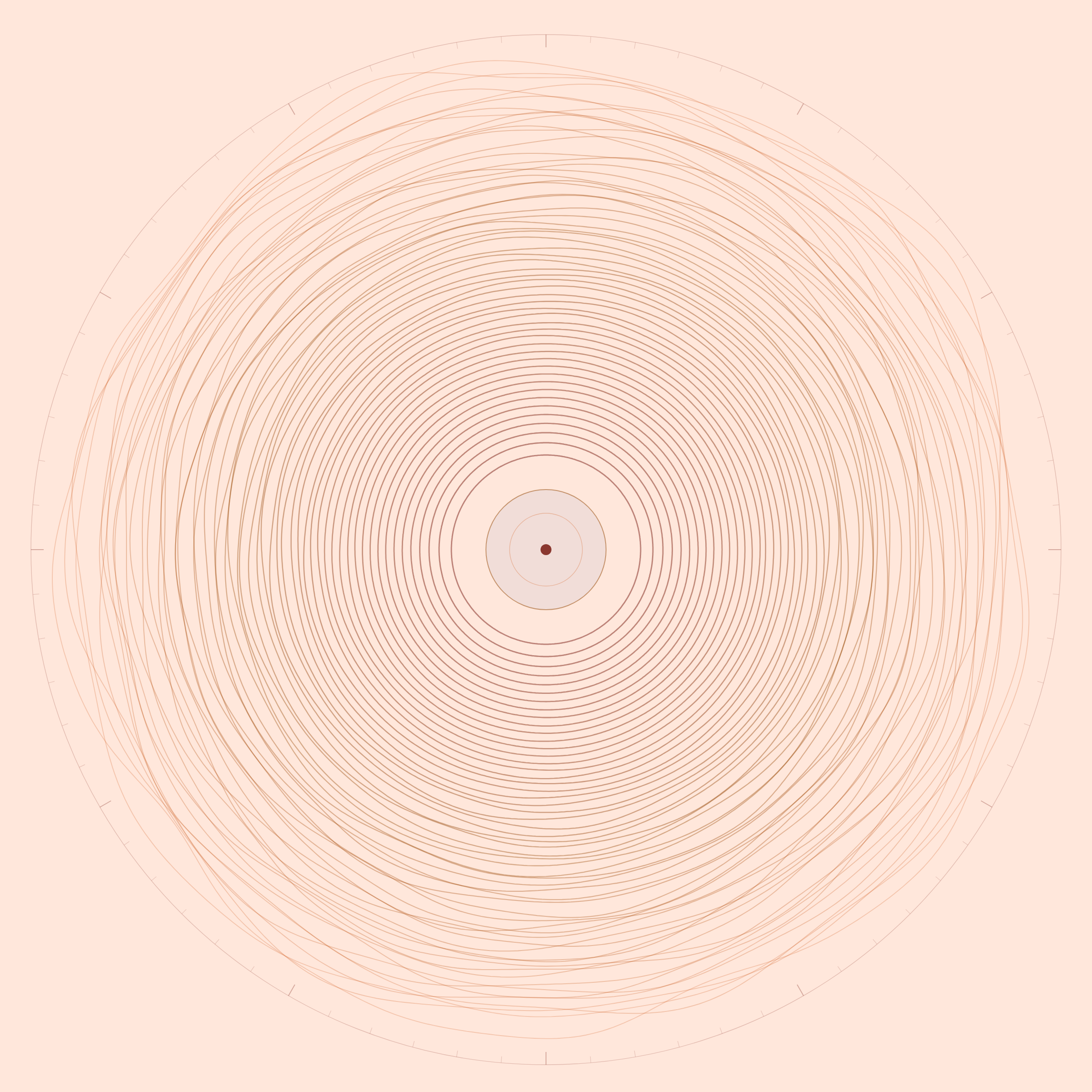 Concentric breathing rings artwork, turbulent at the rim and still at the core — the VinayakM approach to anger management