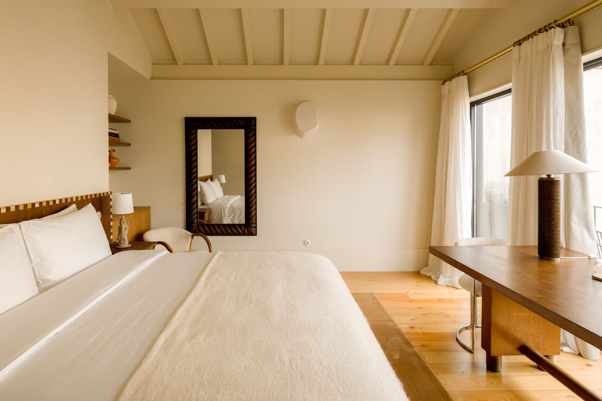 Casa Cedo’s premier luxury bedroom, Amaranthus, featuring a private terrace overlooking the garden.