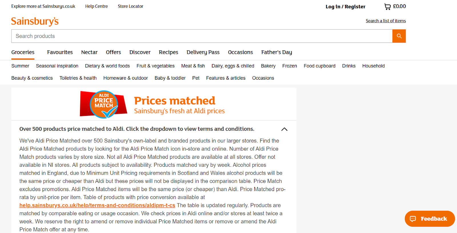 Sainsbury's Aldi Price Match explainer