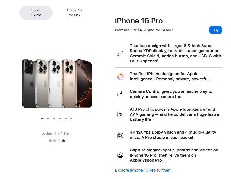 iPhone pricing example