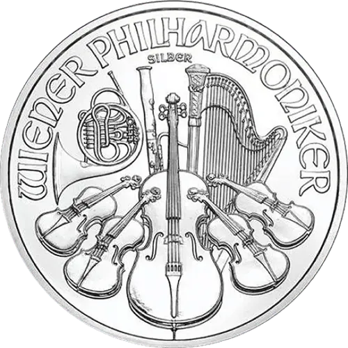 Silver coin with Liberty Bell and shield