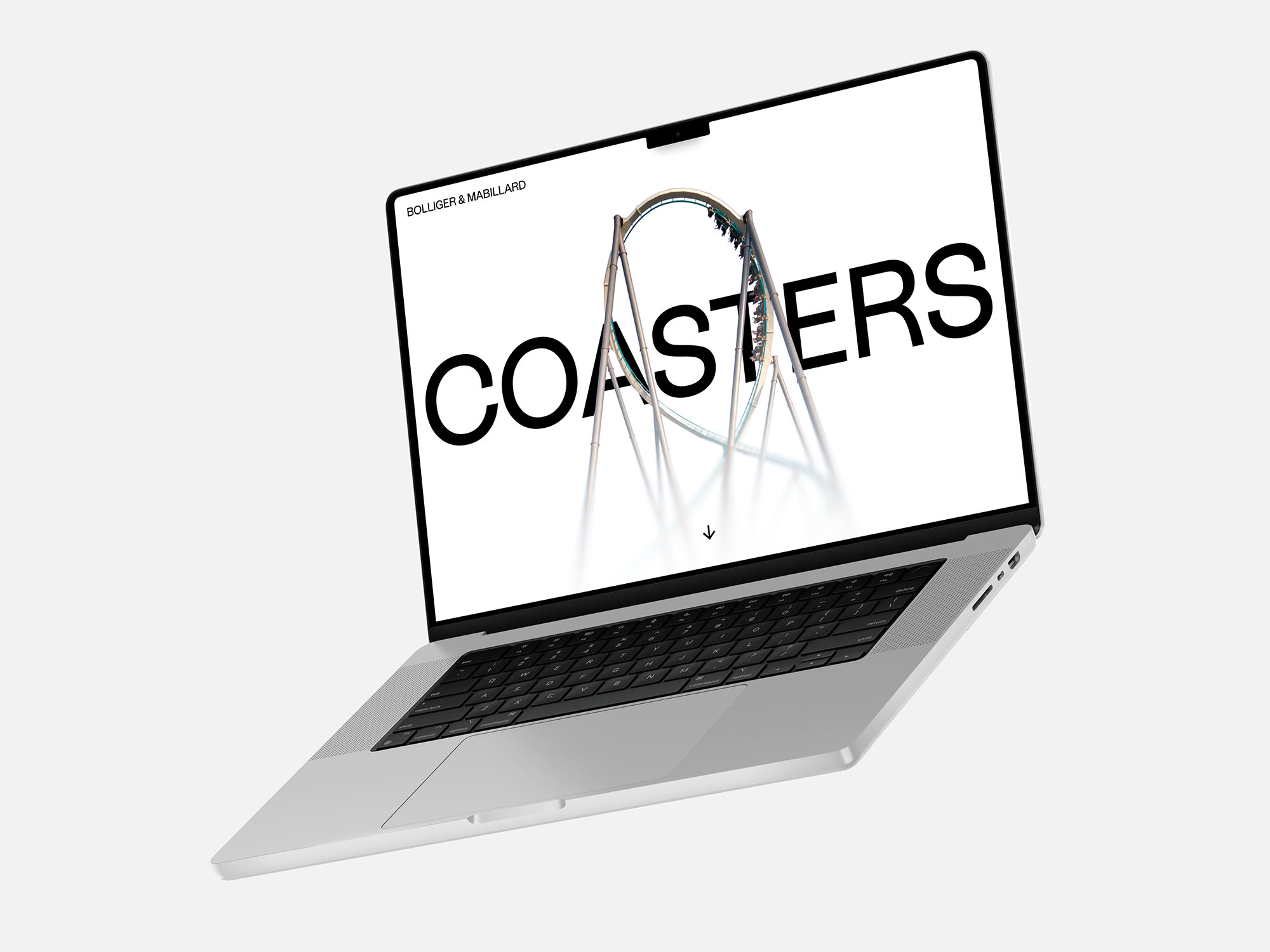 Mockup of a computer with the website on