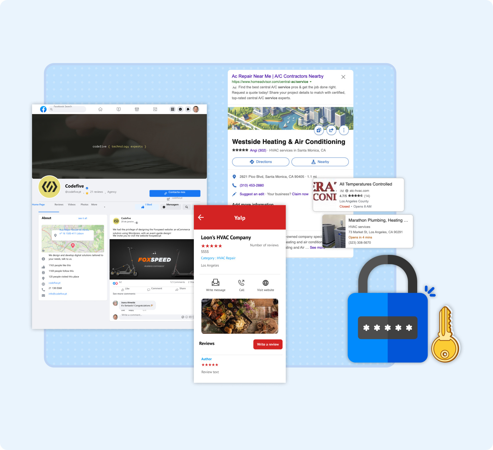 Online listings across 50+ directories