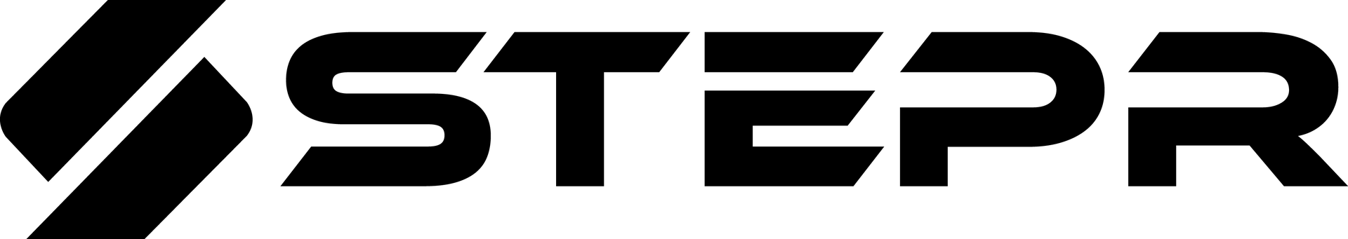 STEPR logo in black font with stylized letter S resembling a forward step.