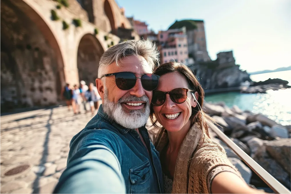 mature couple traveling in italy