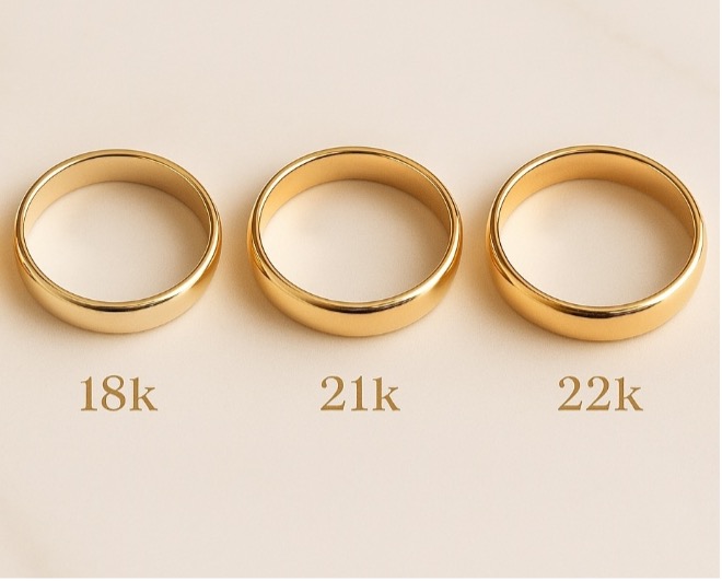  22K, 21K, and 18K gold rings