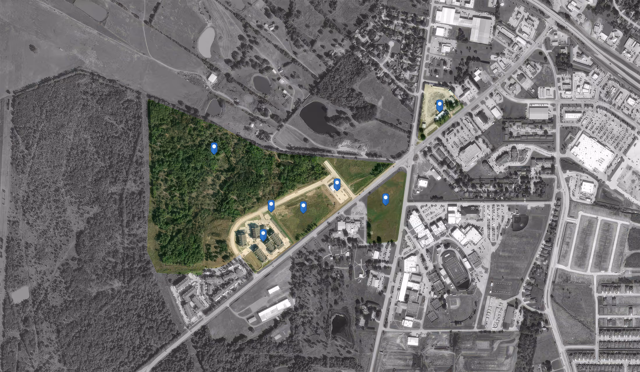 Discover prime commercial property available in Kaufman, Texas—aerial views showcase prime acreage, road frontage, and development potential just minutes from the DFW metroplex.