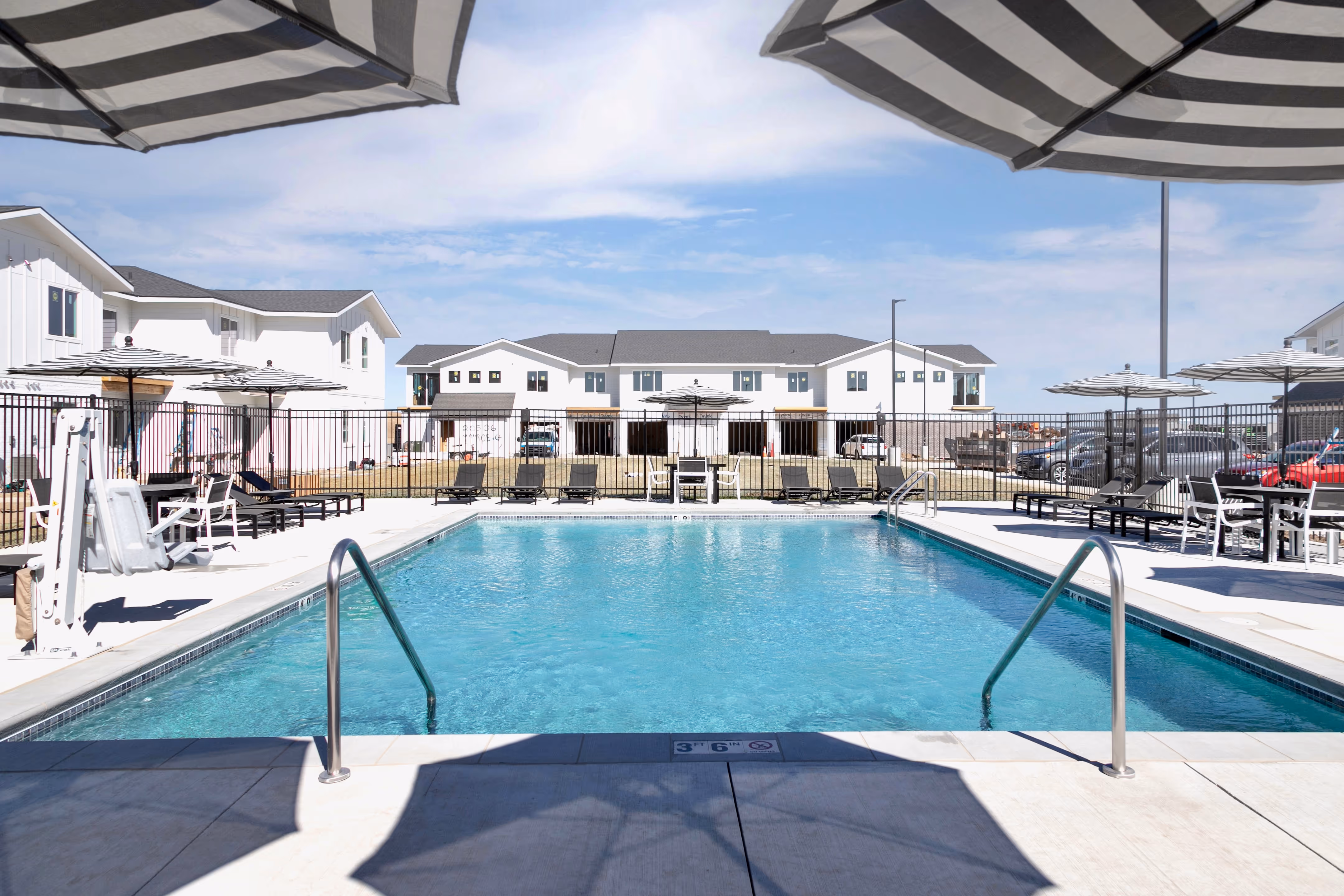 Pool area with lounge seating