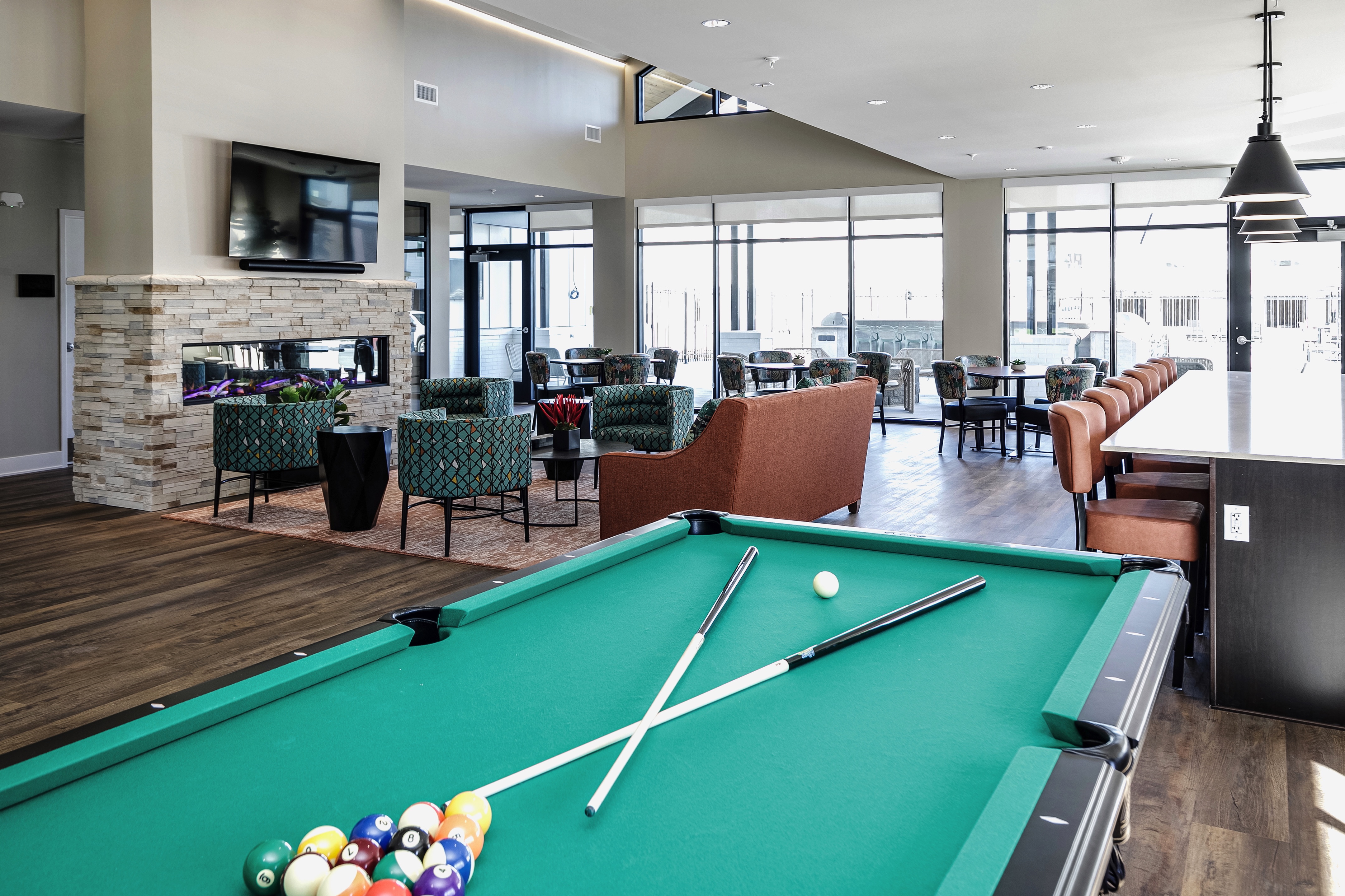 Pool table in clubhouse