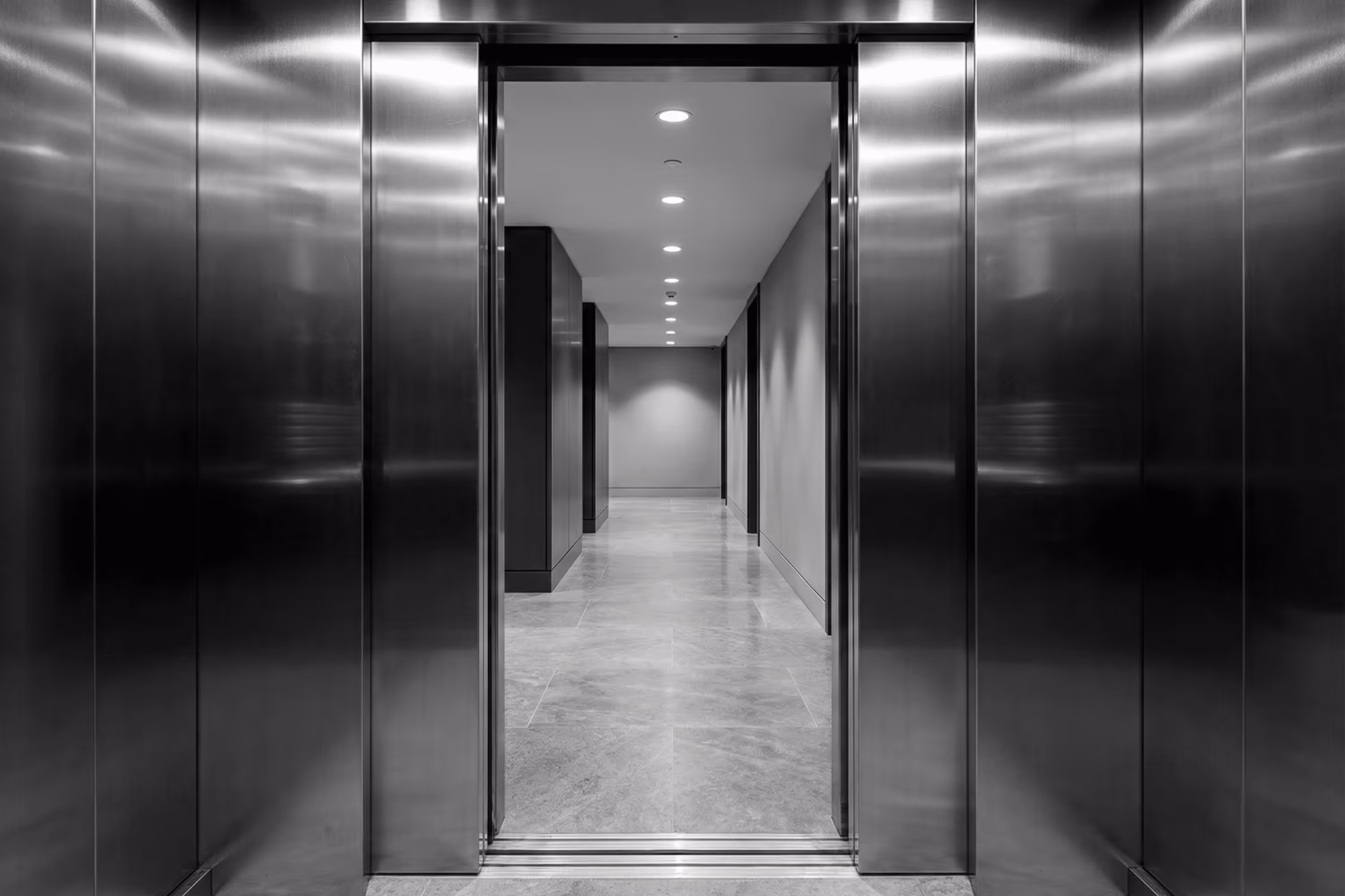 view from inside elevator