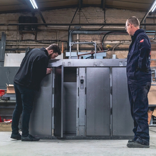 Installed collection locker units reviewed by project team.