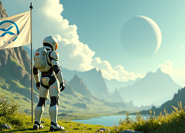 Astrounaut with flag on planet - Founder pack