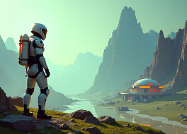 Astronaut on mountain with base in distance - Ultimate Founder pack