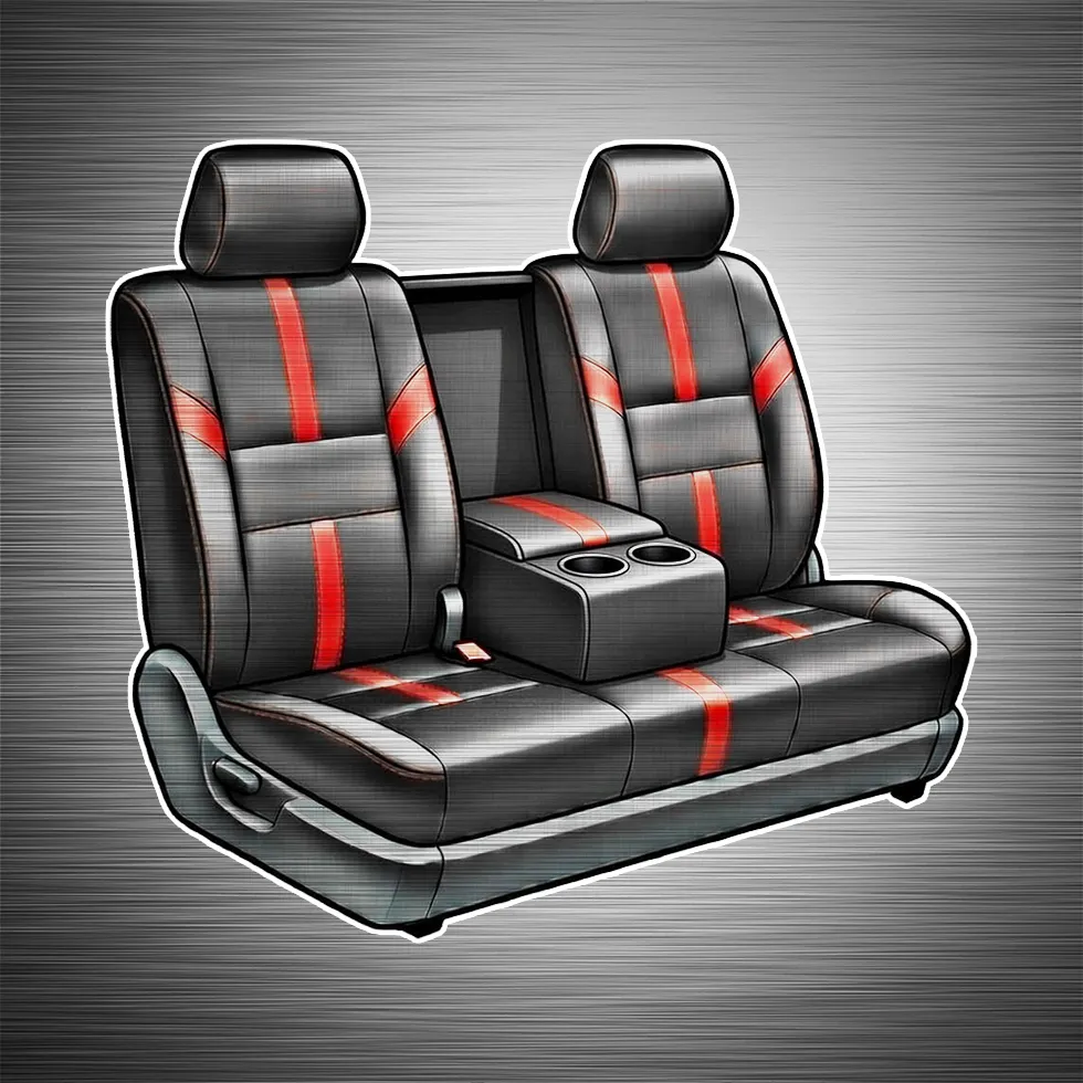 Interior illustration highlighting custom leather seating for two rows by Madison Auto Trim, Wisconsin. Heated seats, massaging seats, and full vehicle seating upgrades.