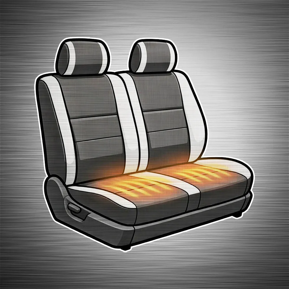A pair of seats illustration showing professional heated seat system by Madison Auto Trim, Wisconsin. Custom leather seats, heated seats, and premium automotive seating upgrades.
