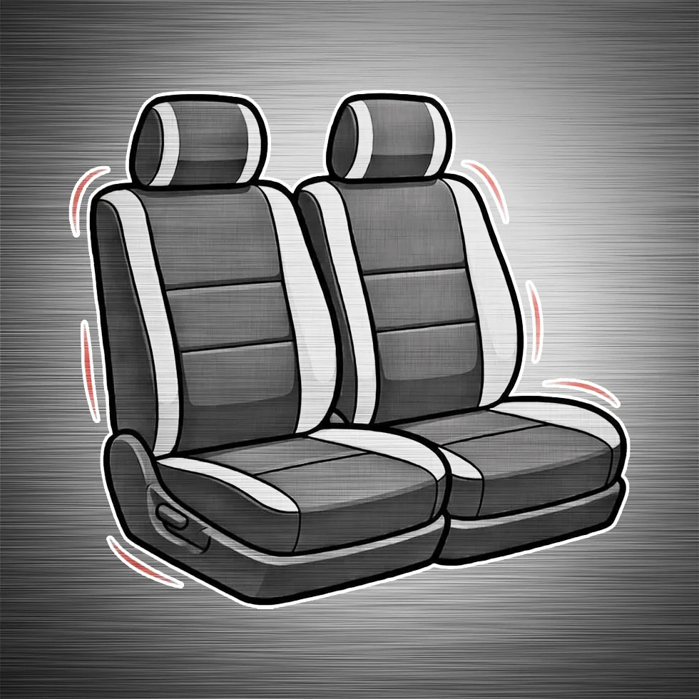 Luxury row of seats graphic depicting massaging seat system by Madison Auto Trim, Wisconsin. Custom leather seats, massage seat installation, and premium automotive seating upgrades.