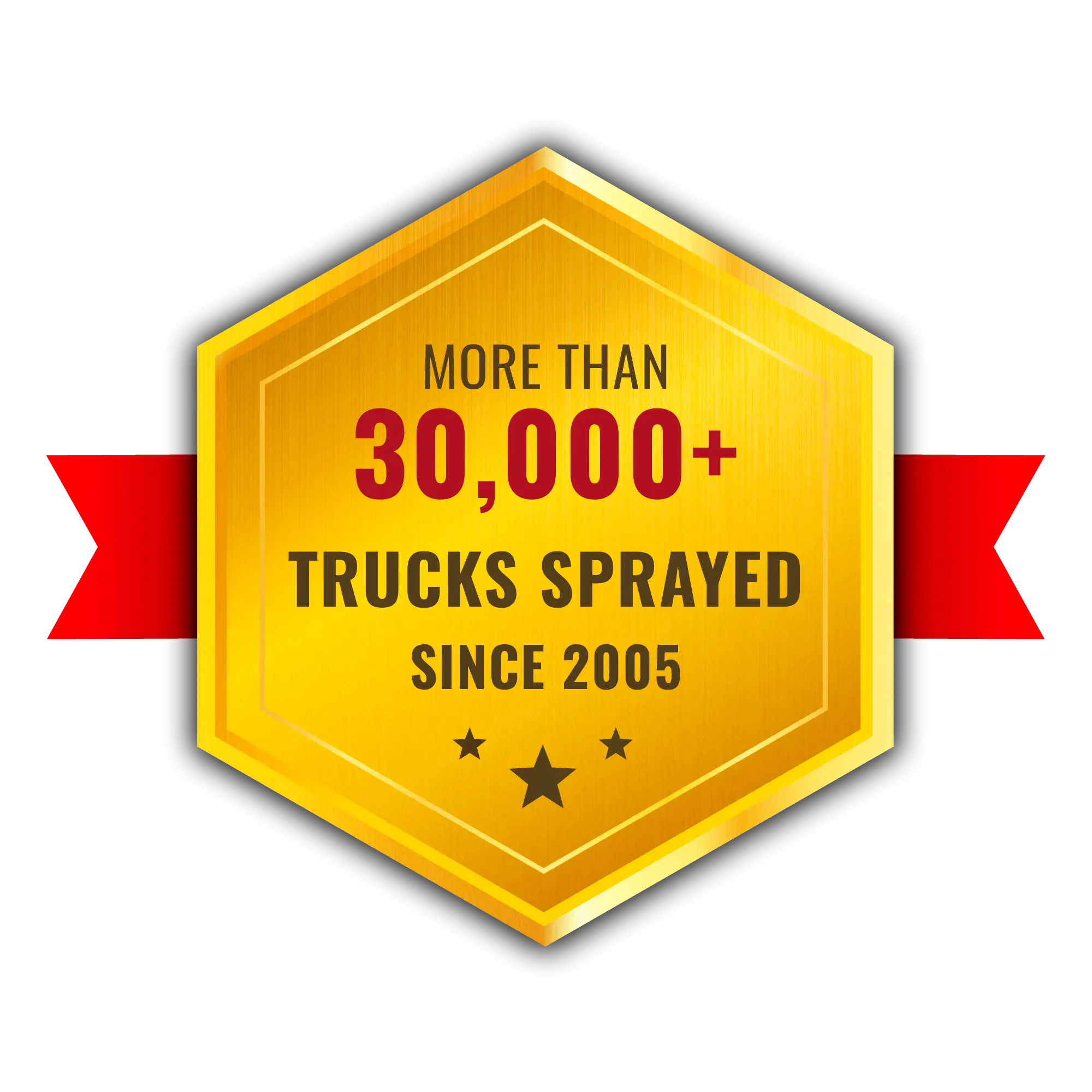 Professional spray-in bedliner applied at Madison Auto Trim in Madison, WI. More than 30,000+ trucks sprayed since 1987! Golden standard badge with a red ribbon displaying text from Madison Auto Trim, LLC: "More Than 30,000+ Trucks Sprayed SINCE 1987"