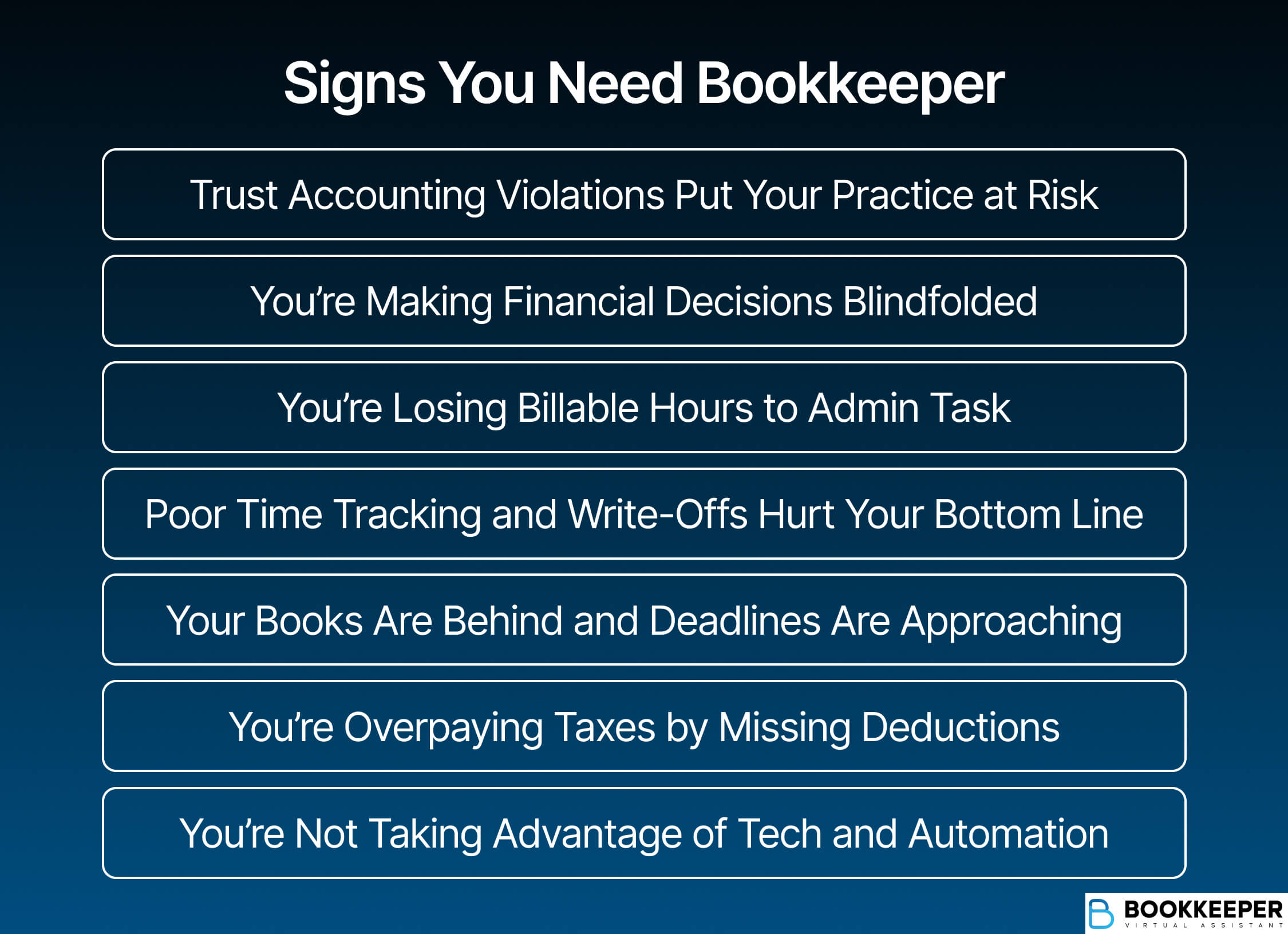 list of signs that small law firms need a bookkeeper for their financials