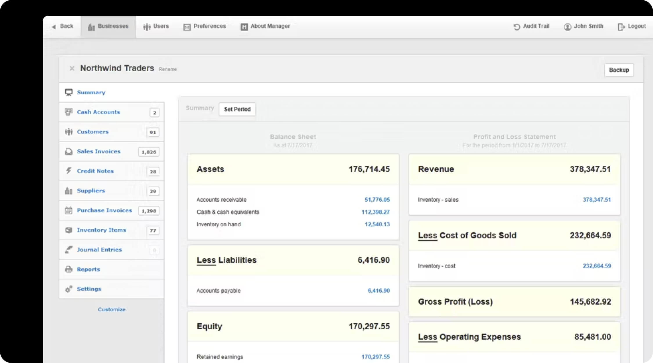 Manager desktop accounting software platform.