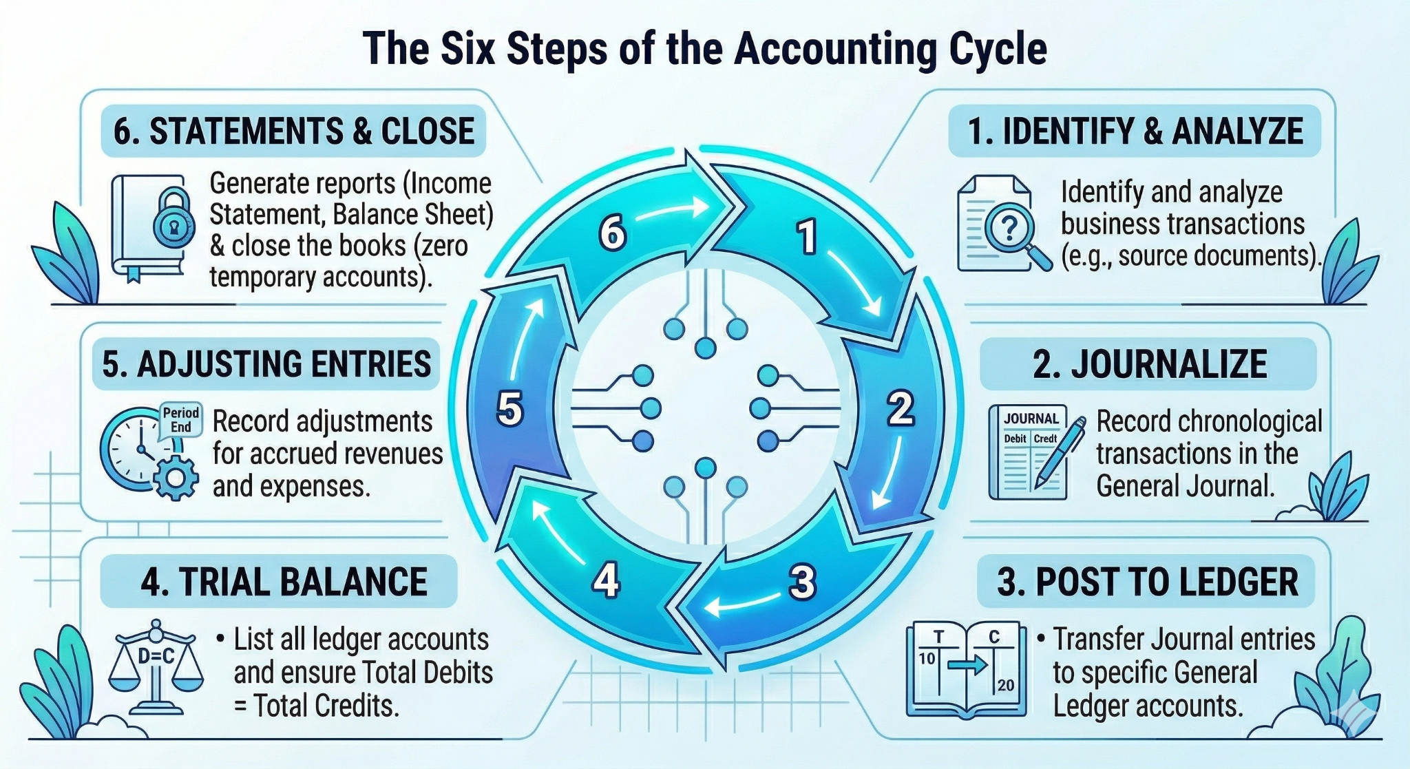 The Six Steps of the Accounting Cycle