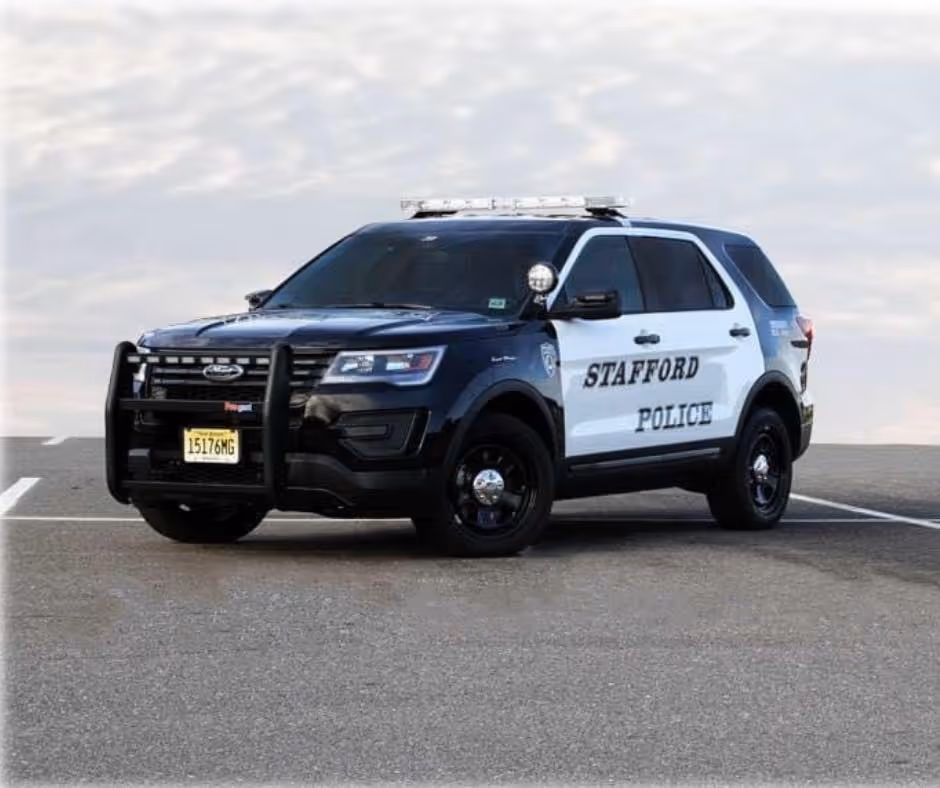 Stafford Township Police SUV parked outdoors in an open lot.