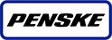 Penske logo with bold italic black letters on a white rounded rectangle with blue border.