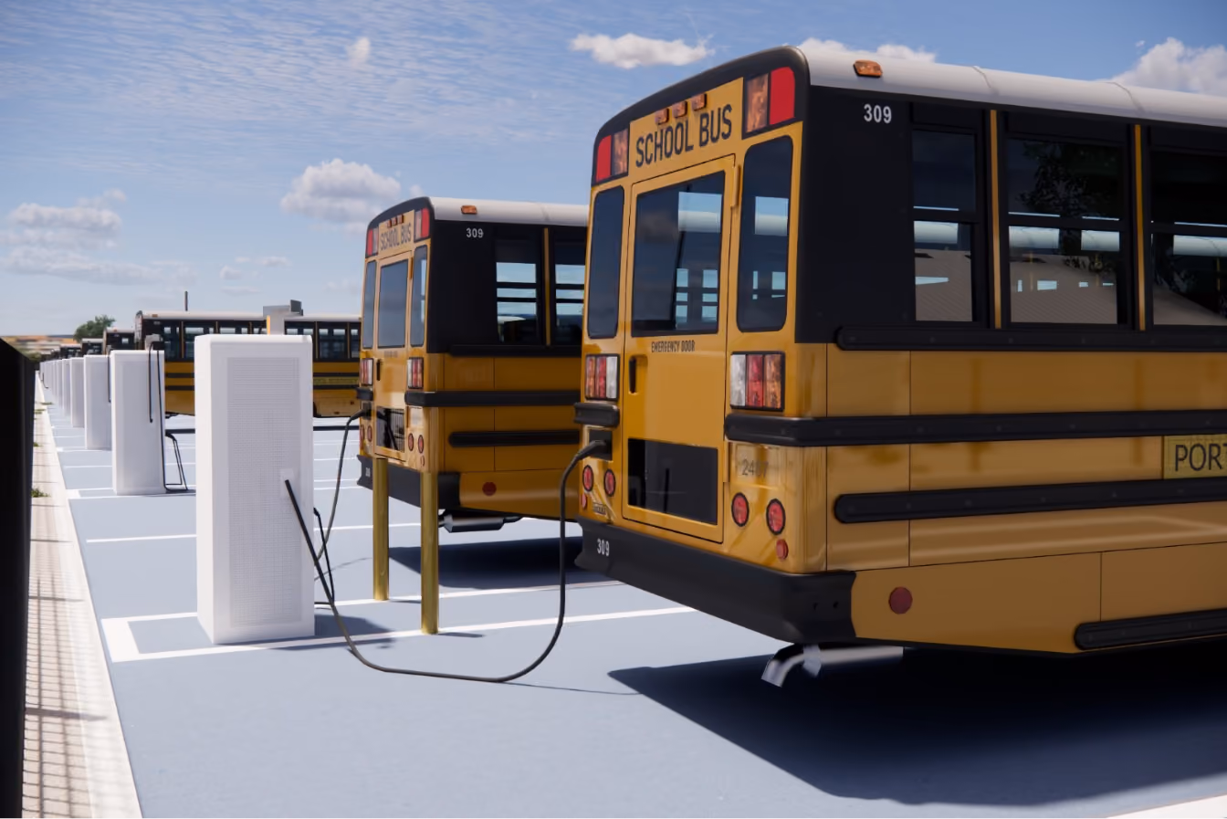 EV school bus charging stations rendering