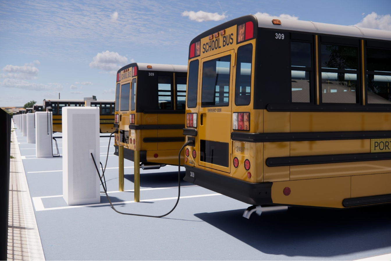 EV school bus charging stations rendering