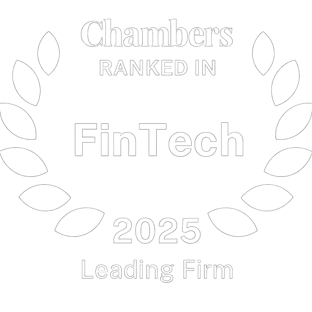 Chambers ranked in FinTech 2025 Leading Firm badge with laurel wreath design.